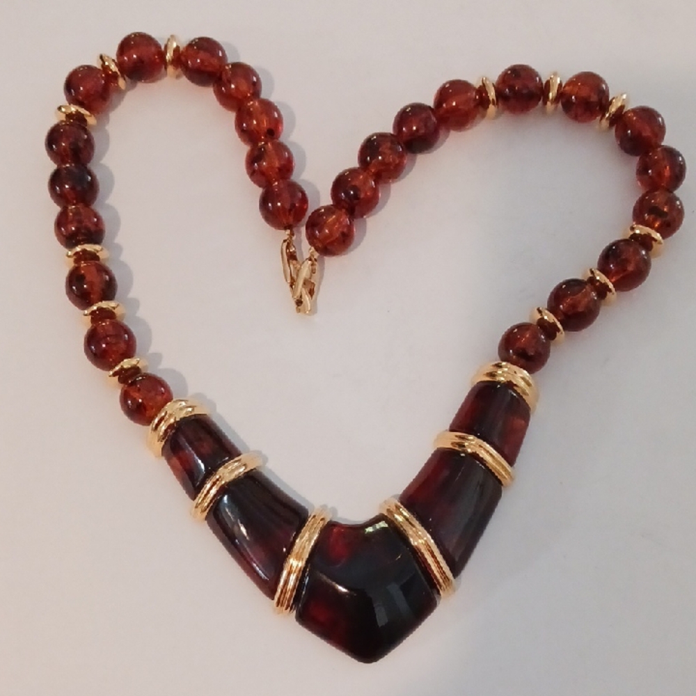 Napier Gold and Brown Beaded Necklace